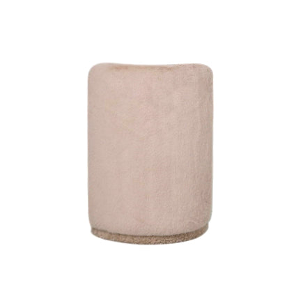 Pouf Brandon Beige in Tessuto Rotondo con Schienale PTMD