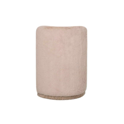 Pouf Brandon Beige in Tessuto Rotondo con Schienale PTMD