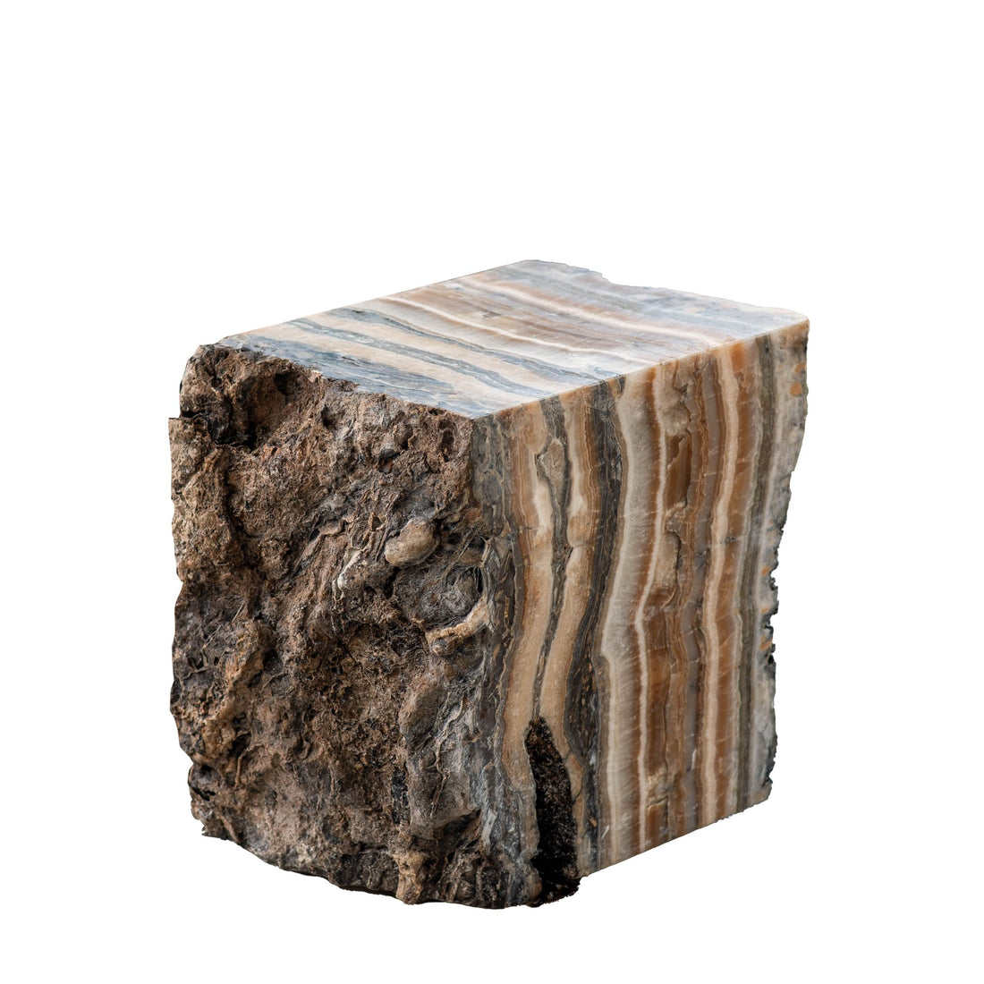 Tavolo a blocco Keydan in onice naturale e lapislazzuli con lato grezzo PTMD