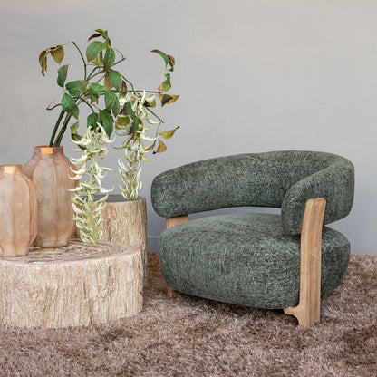 Poltrona Mire Green Legacy 10 in legno di caucciù, PTMD, color oliva