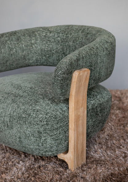 Poltrona Mire Green Legacy 10 in legno di caucciù, PTMD, color oliva