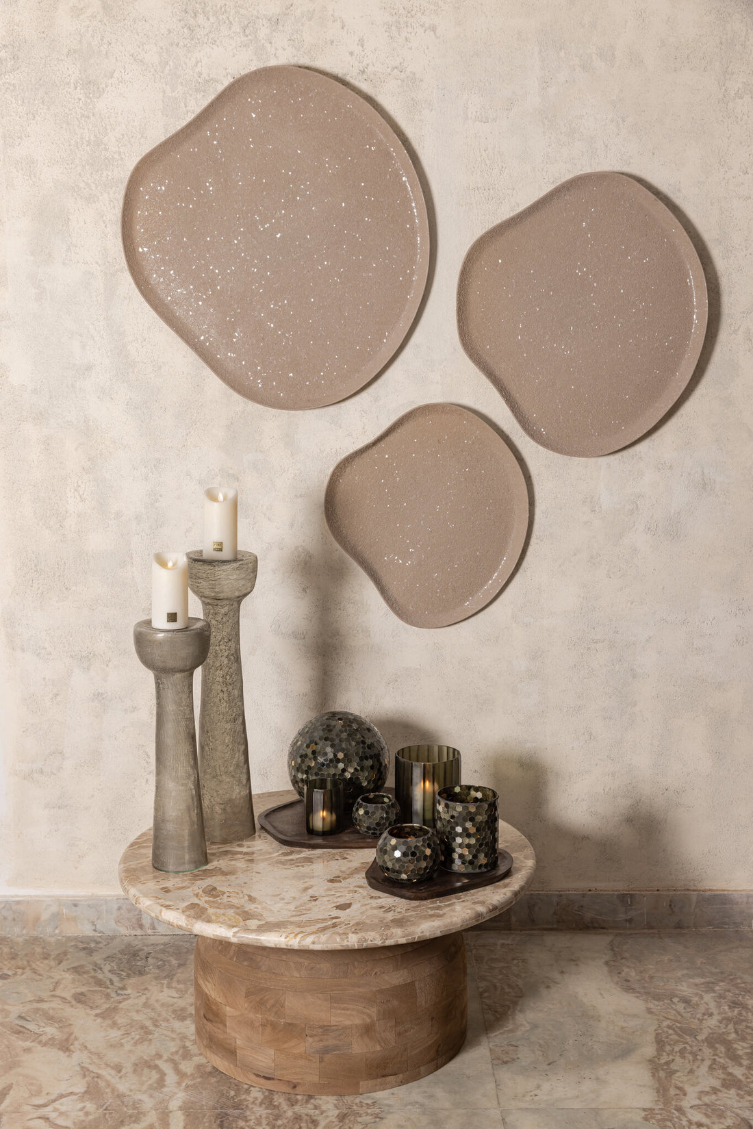 Dezia Pannello da parete Ferro Beige Mosaico Organico Medio PTMD