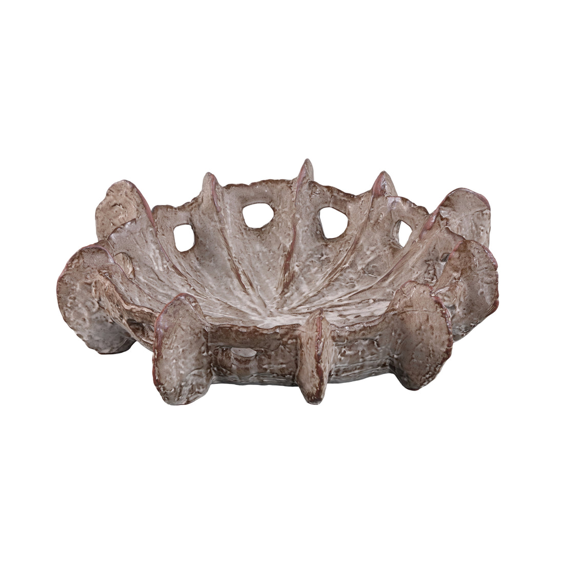 Ciotola decorativa Talan in ceramica beige dalla forma organica PTMD