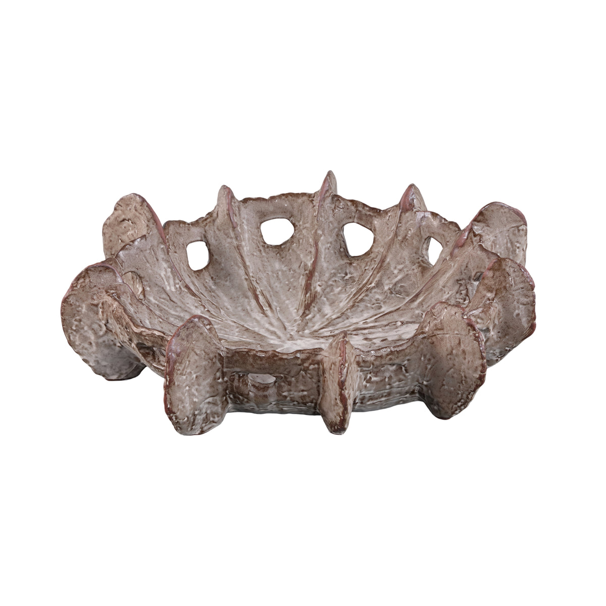 Ciotola decorativa Talan in ceramica beige dalla forma organica PTMD