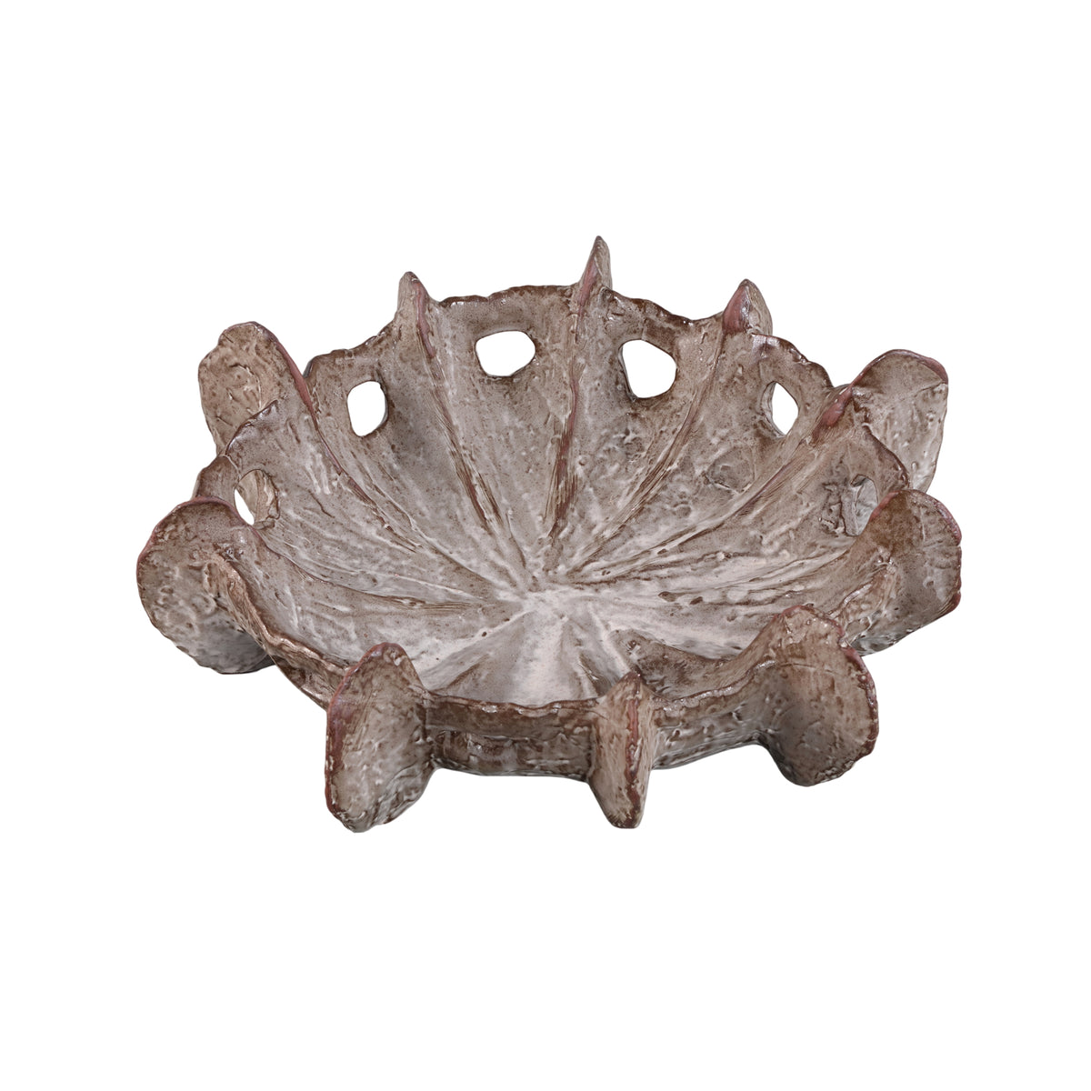 Ciotola decorativa Talan in ceramica beige dalla forma organica PTMD