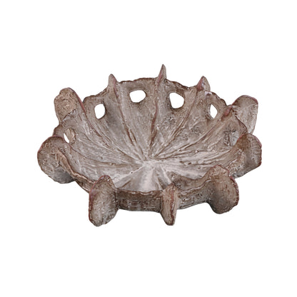 Ciotola decorativa Talan in ceramica beige dalla forma organica PTMD