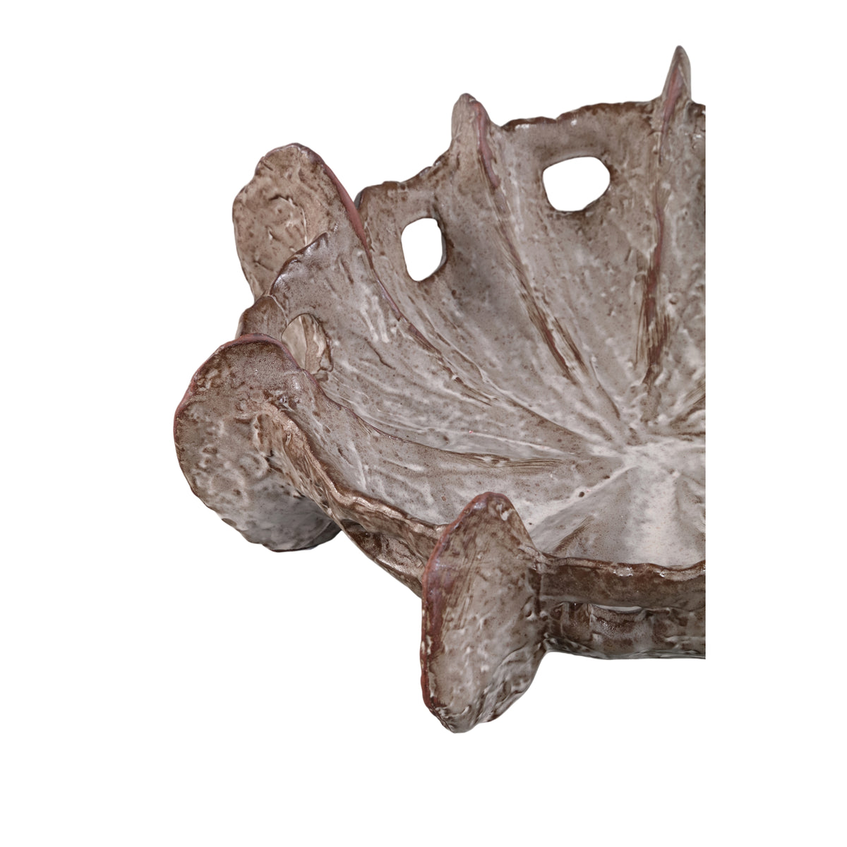 Ciotola decorativa Talan in ceramica beige dalla forma organica PTMD