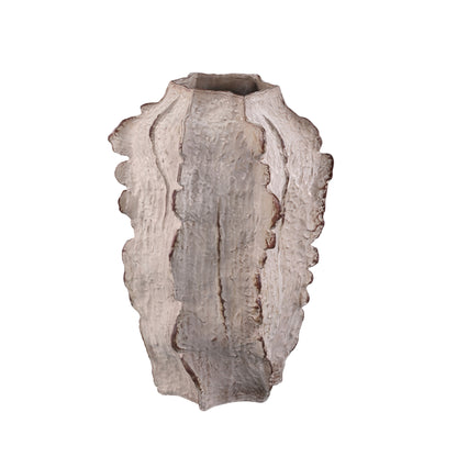Talan Vaso Angolare in Ceramica Beige Scanalato L PTMD