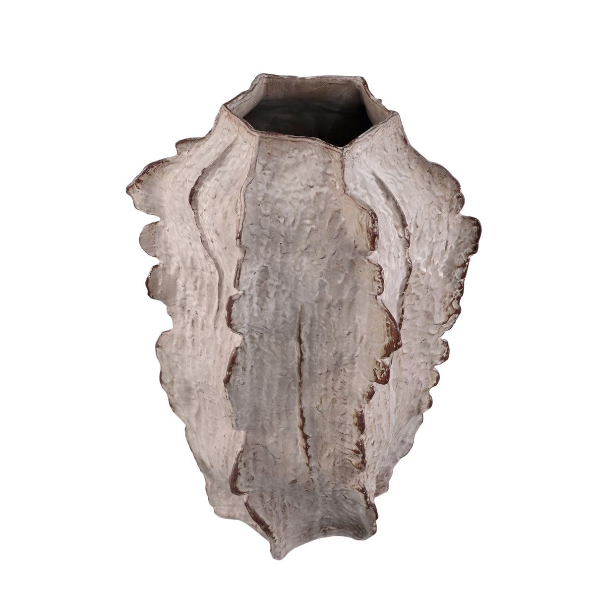 Talan Vaso Angolare in Ceramica Beige Scanalato L PTMD