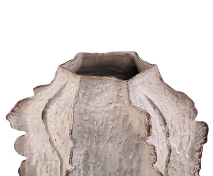 Talan Vaso Angolare in Ceramica Beige Scanalato L PTMD