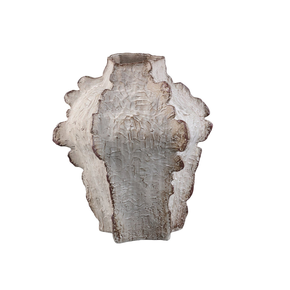 Talan Vaso Angolare in Ceramica Beige Scanalato S PTMD