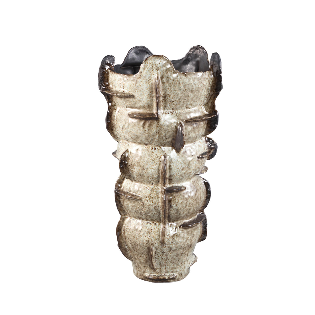 Vaso Cosha Sferico Ceramica Beige Linee PTMD