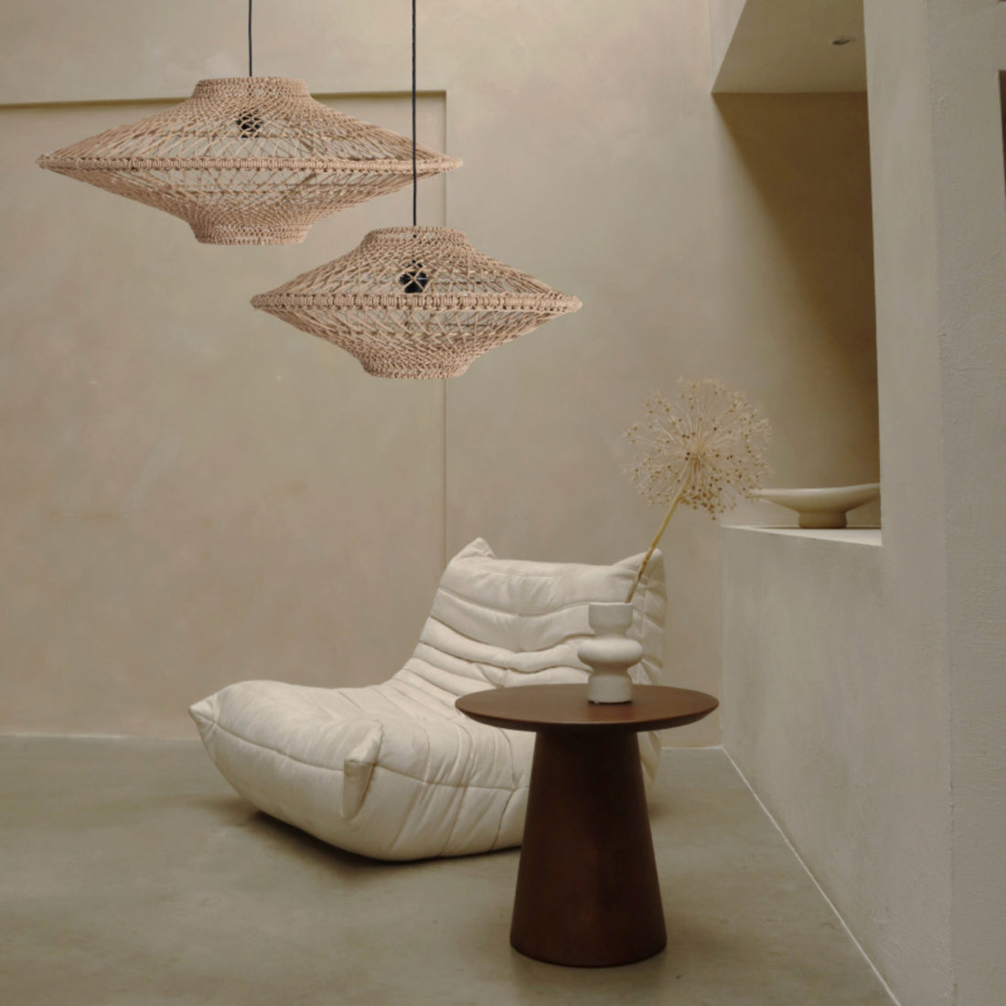Raw Materials Lampada a Sospensione Corda in Cotone Naturale Set da 2