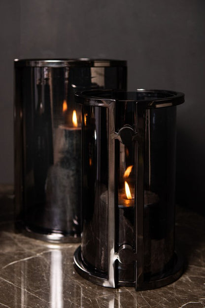 Lanterna antivento Jarie in acciaio inossidabile color gunmetal, grande PTMD