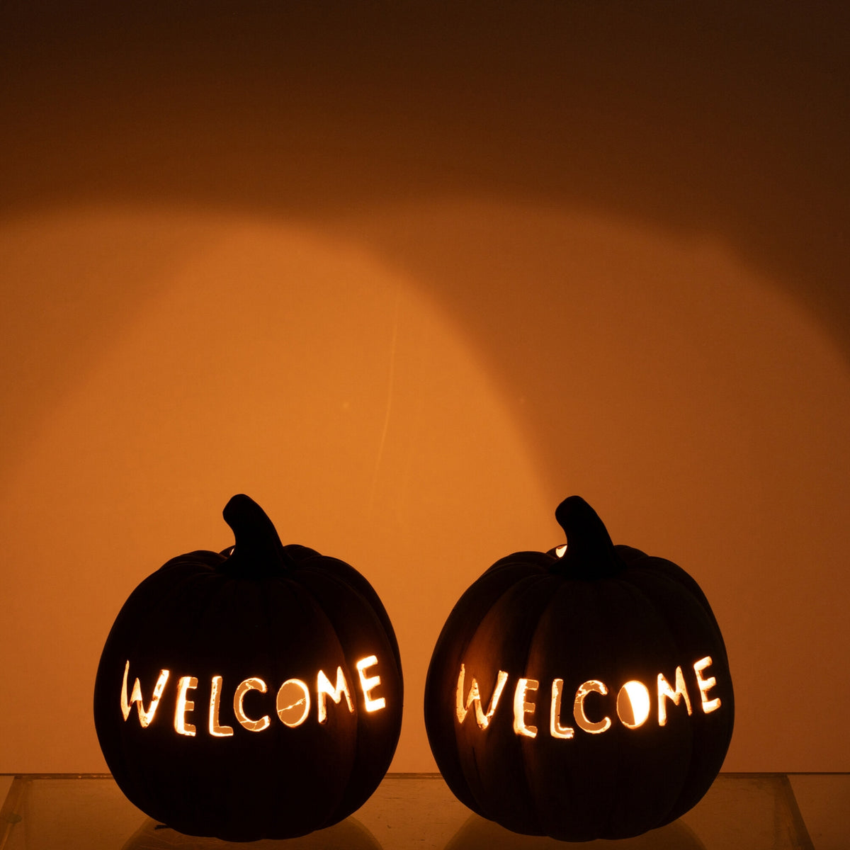Set di 2 portacandele a forma di zucca per Halloween XL J-Line