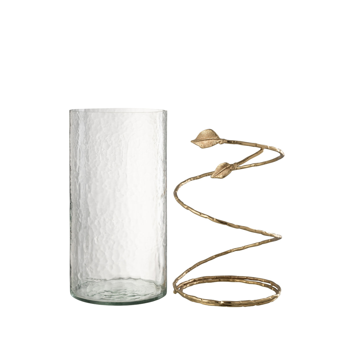 Portacandele in vetro con foglie dorate, set da 3 J-Line