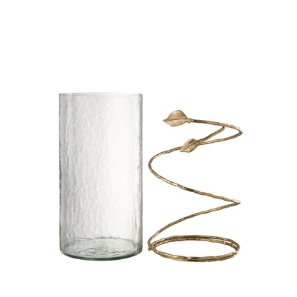 Portacandele in vetro con foglie dorate, set da 3 J-Line