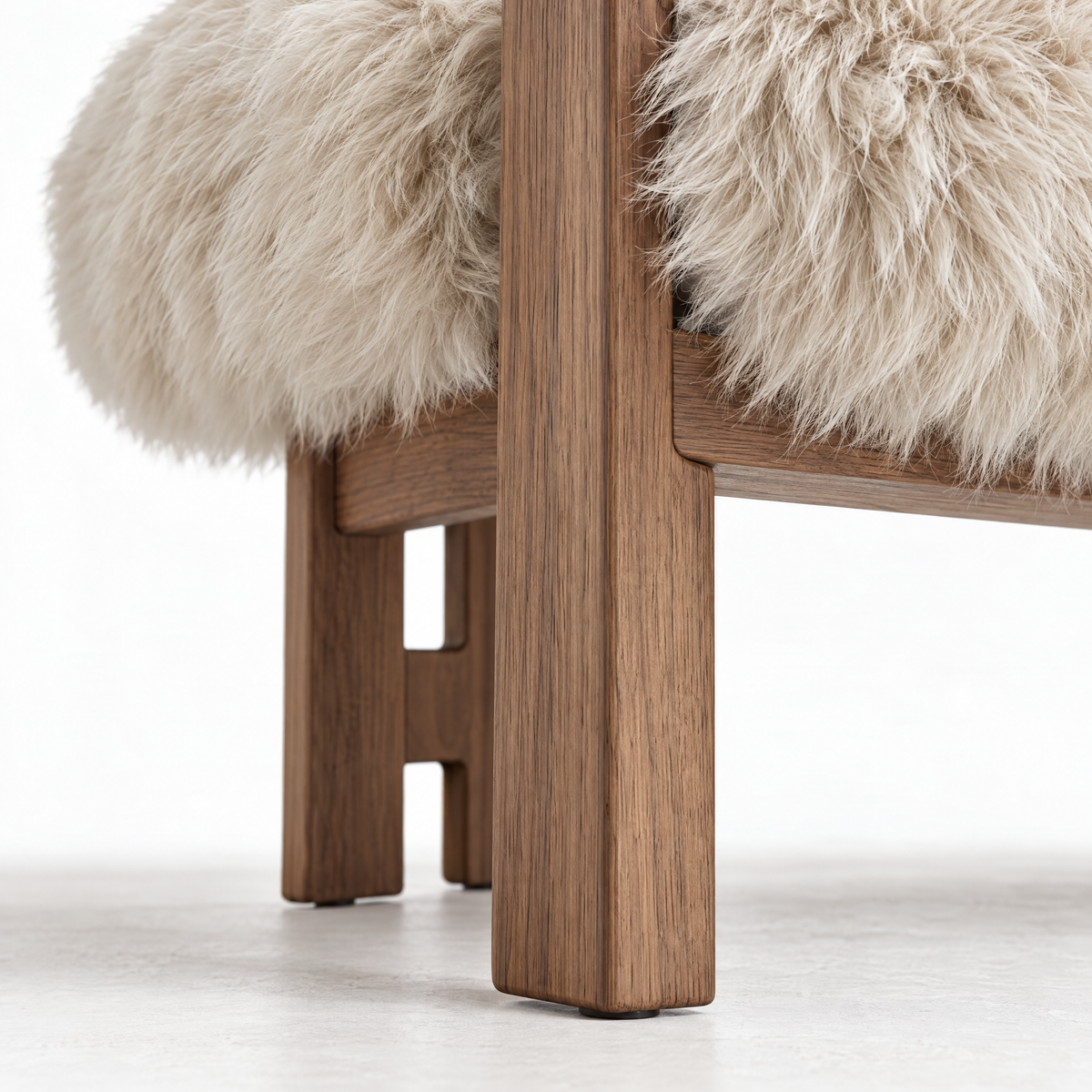 Sedia da pranzo Avelon in vera pelle di pecora beige e legno di frassino PTMD