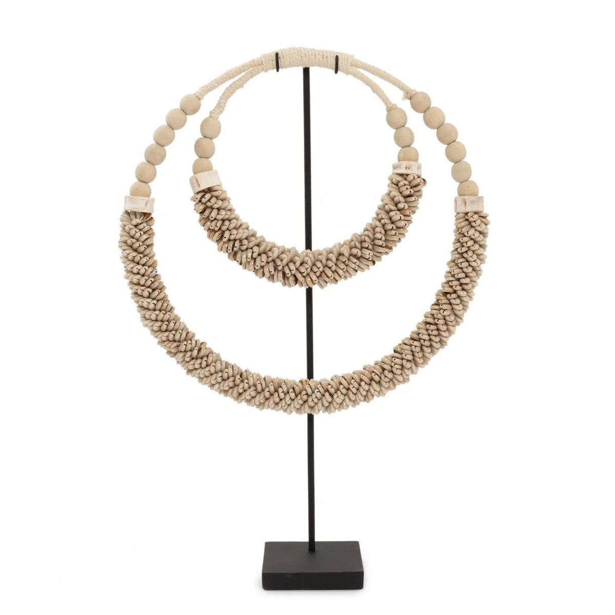 Collana Doppia Con Conchiglie Verticali - Naturale