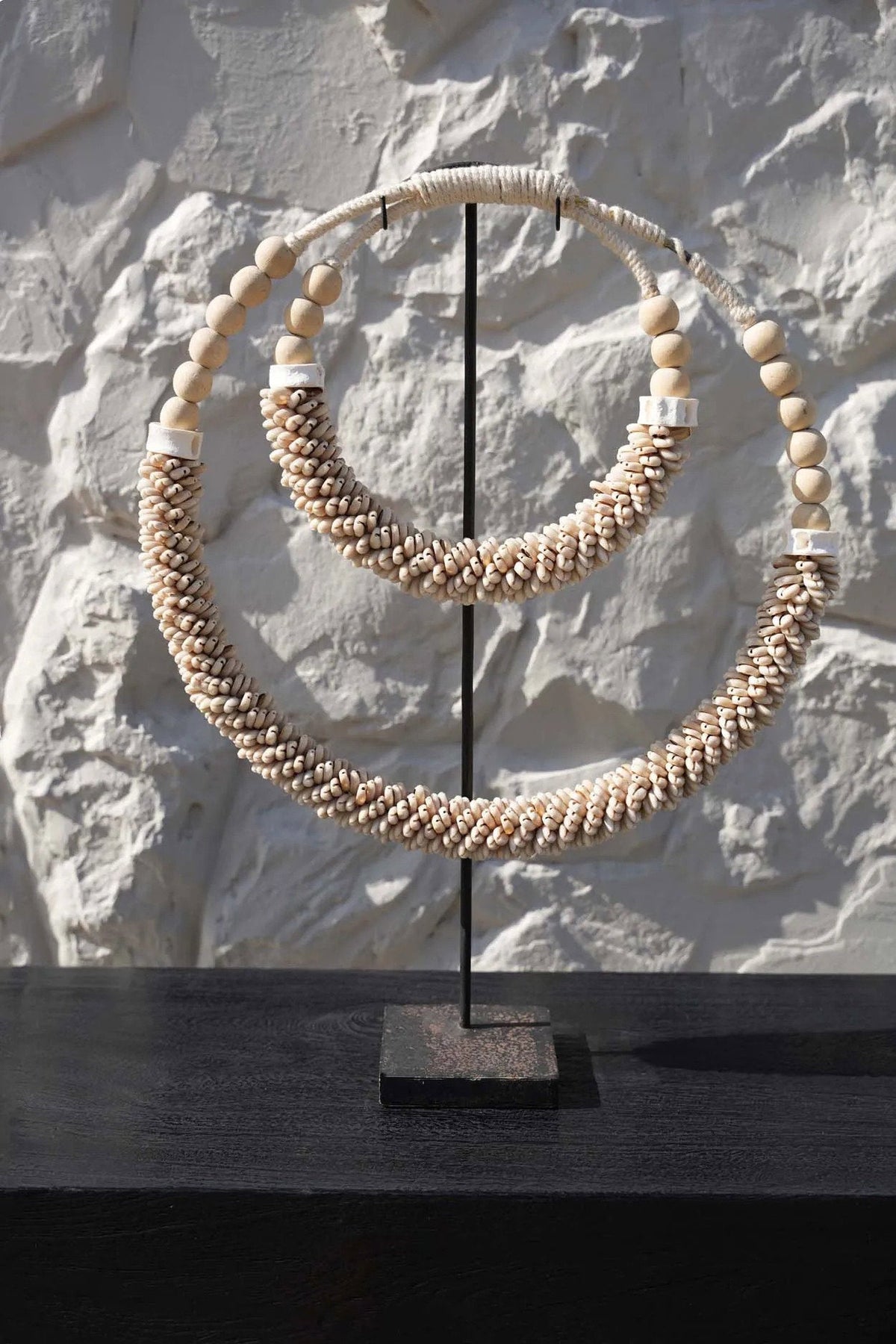 Collana Doppia Con Conchiglie Verticali - Naturale