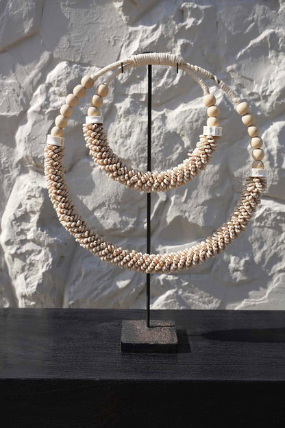 Collana Doppia Con Conchiglie Verticali - Naturale