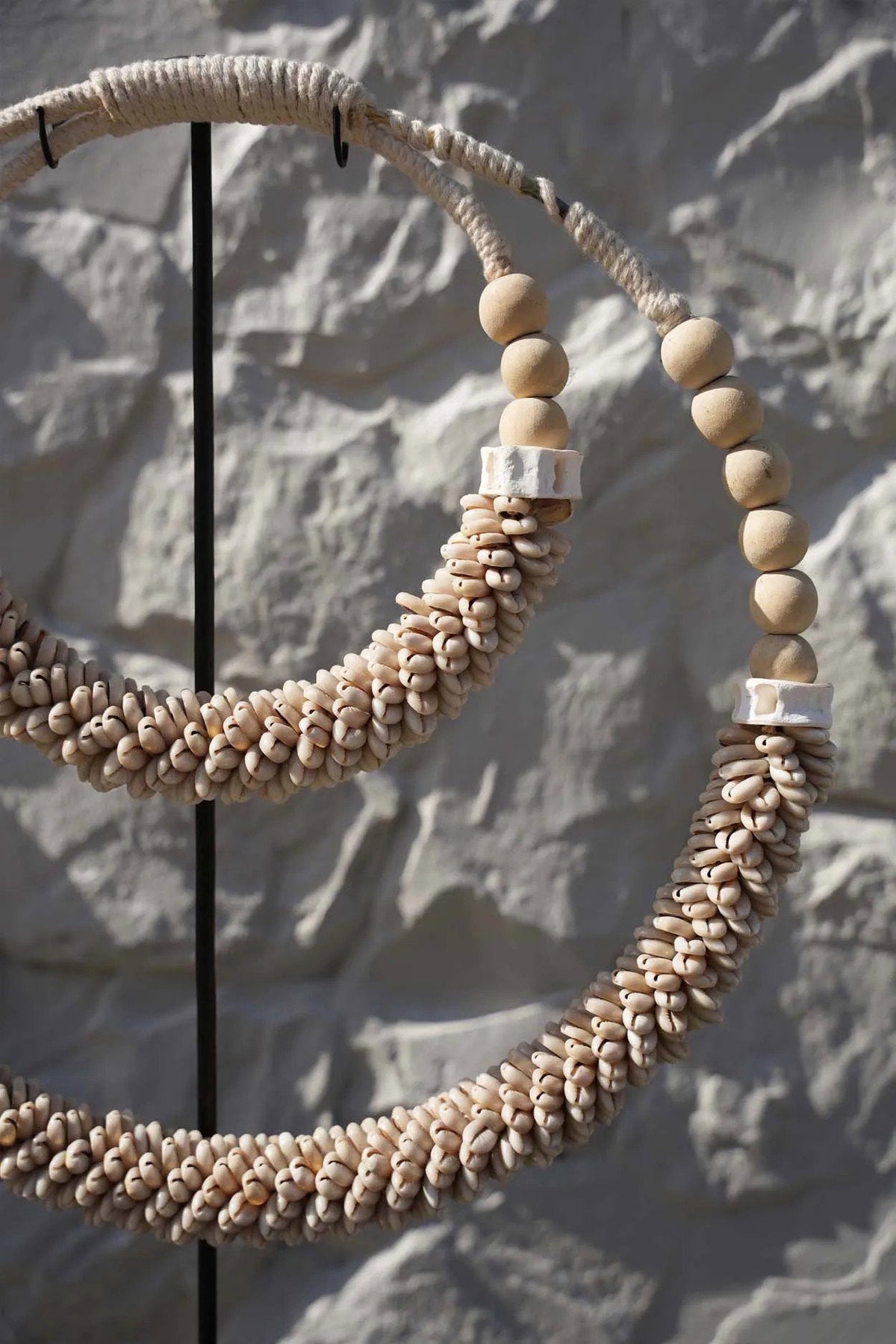 Collana Doppia Con Conchiglie Verticali - Naturale