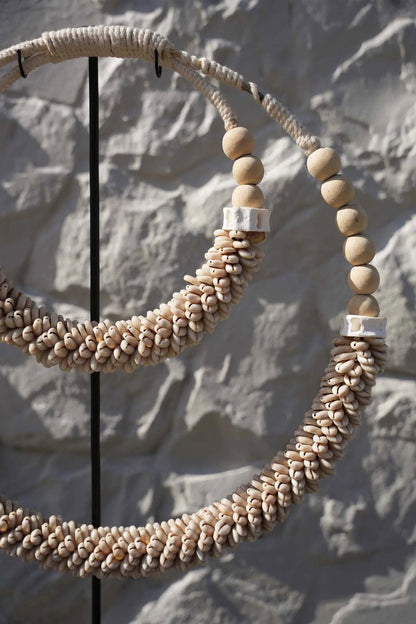 Collana Doppia Con Conchiglie Verticali - Naturale