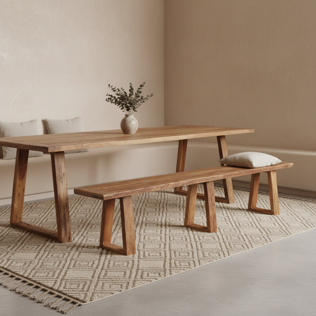 Panca da pranzo in teak Farmwood 200 cm Raw Materials