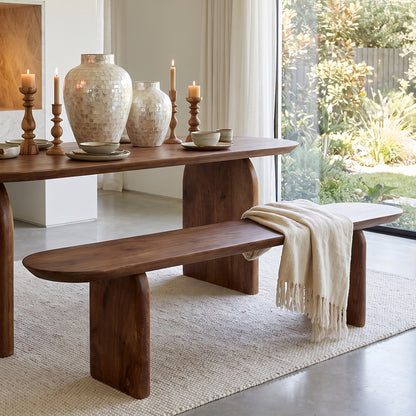 Panca da pranzo Bullnose in legno di mango marrone 180 cm Raw Materials
