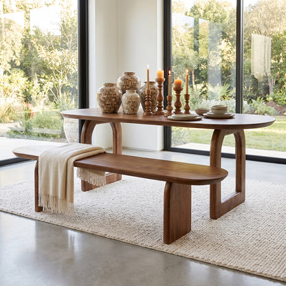 Panca da pranzo Bullnose in legno di mango marrone 180 cm Raw Materials