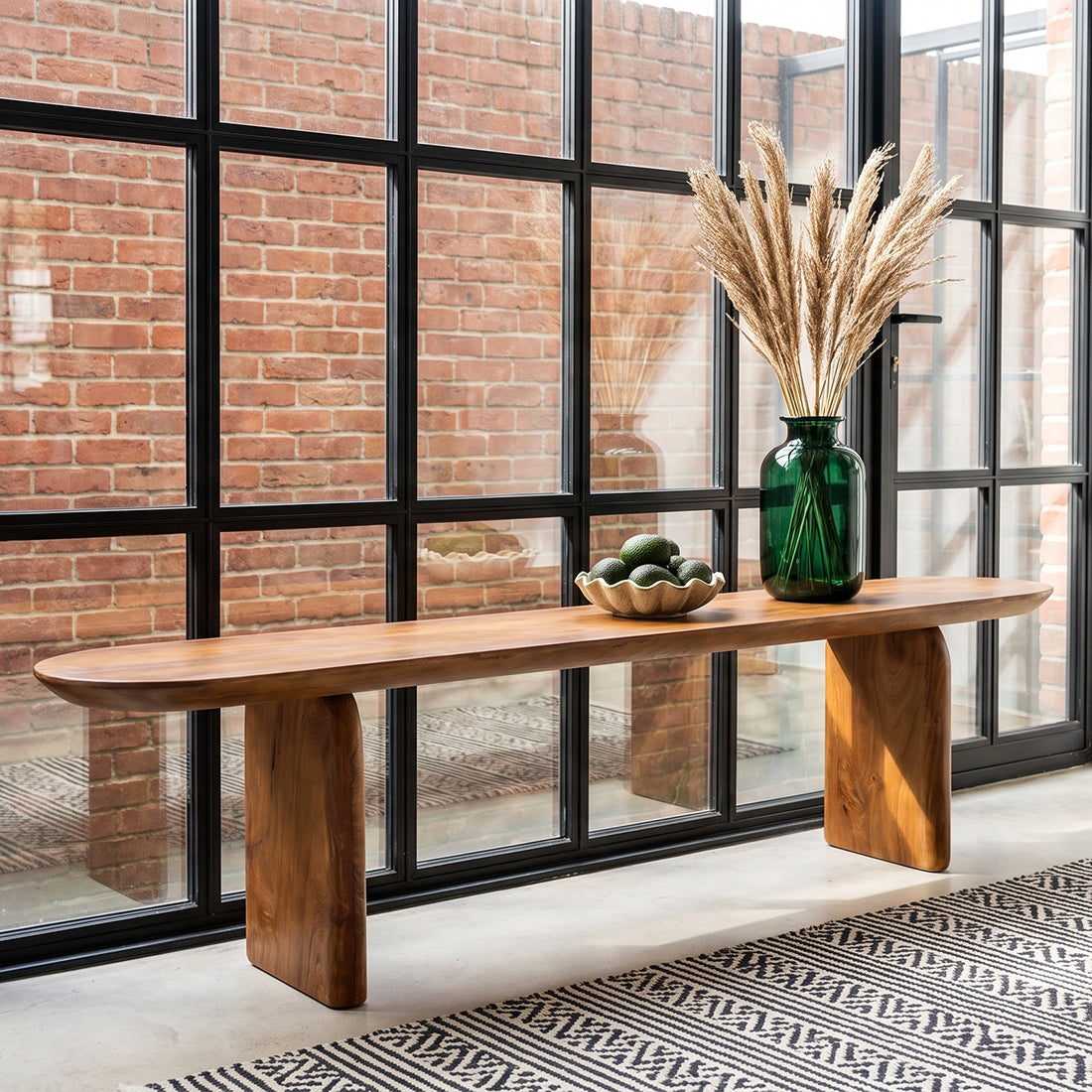 Panca da pranzo Bullnose in legno di mango marrone 180 cm Raw Materials