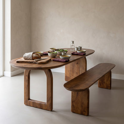 Panca da sala da pranzo Bullnose in legno di mango marrone 200 cm Raw Materials