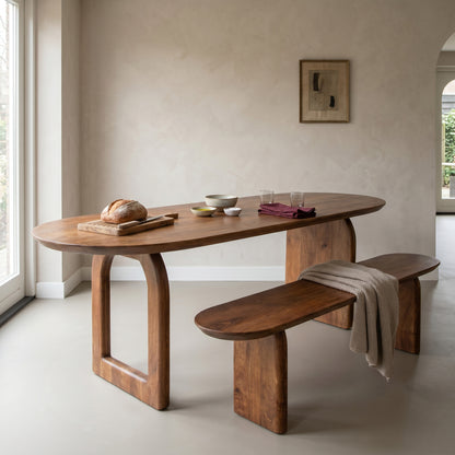 Panca da sala da pranzo Bullnose in legno di mango marrone 200 cm Raw Materials