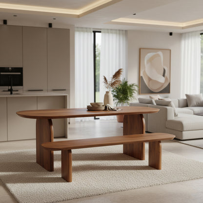 Panca da pranzo Bullnose in legno di mango marrone 240 cm Raw Materials