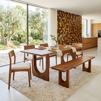 Panca da pranzo Bullnose Chamfered in legno di mango 240 cm Raw Materials