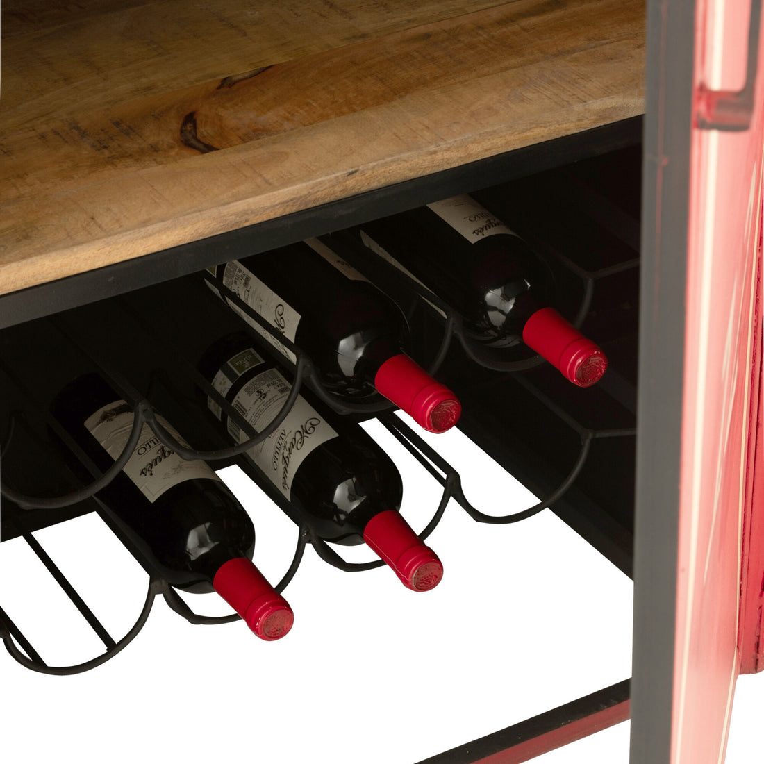 Mobile bar Cable Wagon Ferro/Legno di mango Rosso J-Line