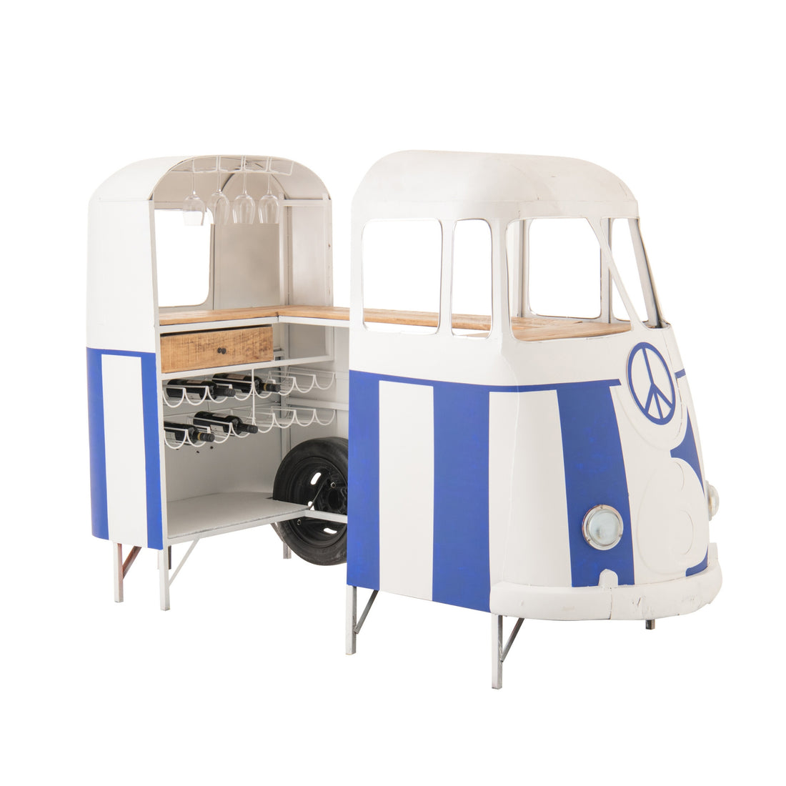 Mobile bar Retro Camper Blu/Bianco J-Line