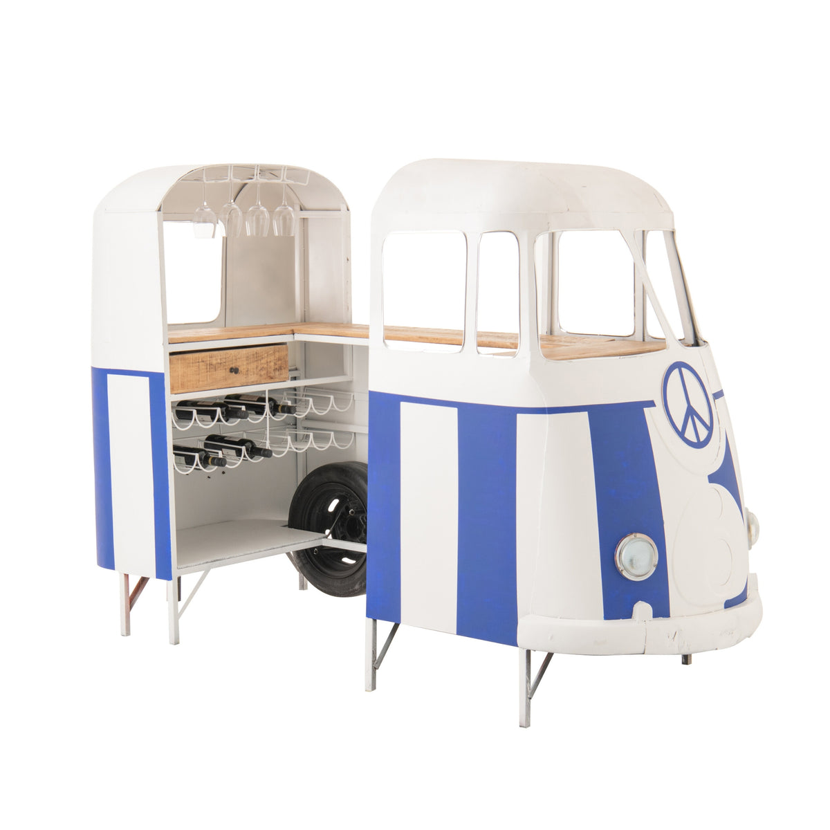 Mobile bar Retro Camper Blu/Bianco J-Line