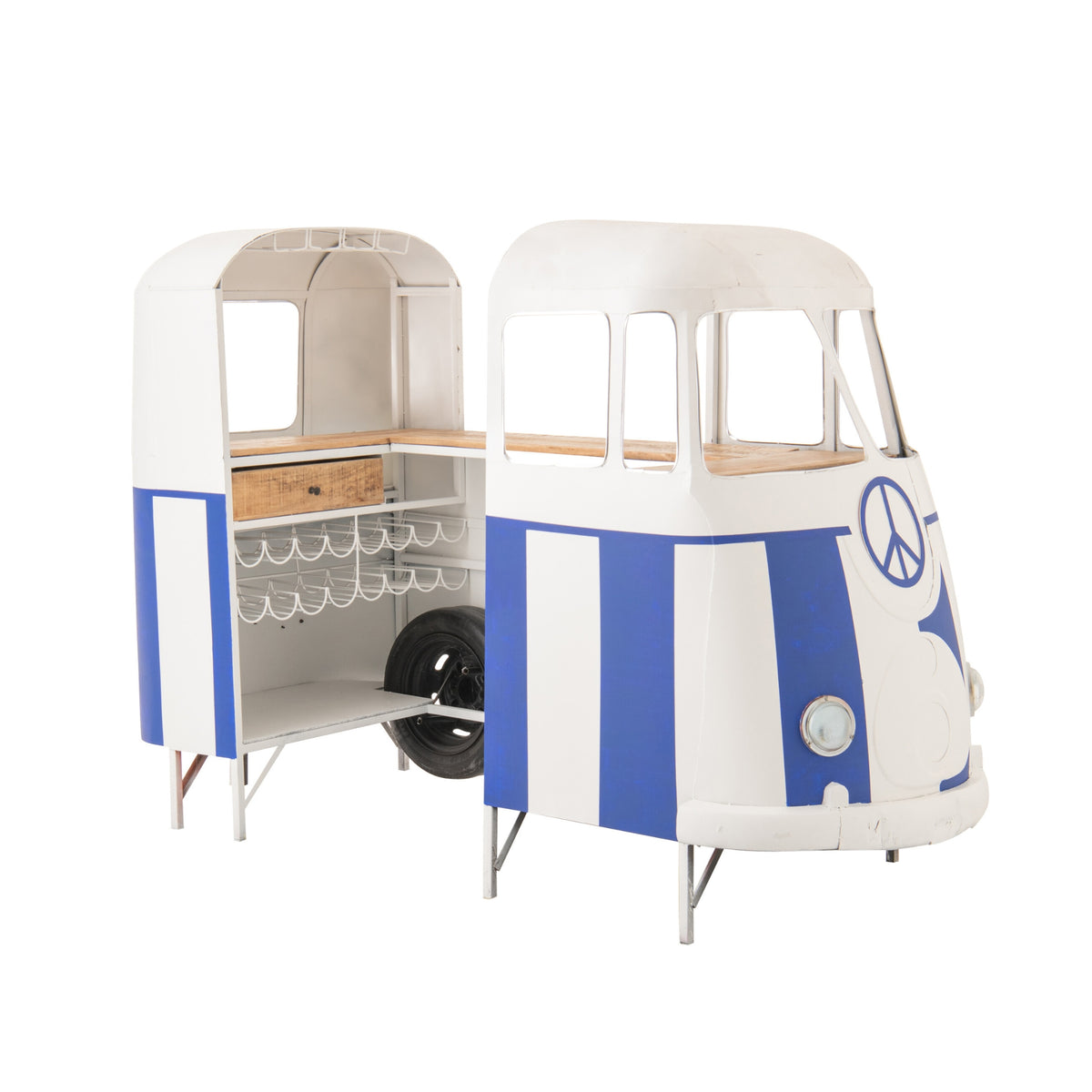 Mobile bar Retro Camper Blu/Bianco J-Line