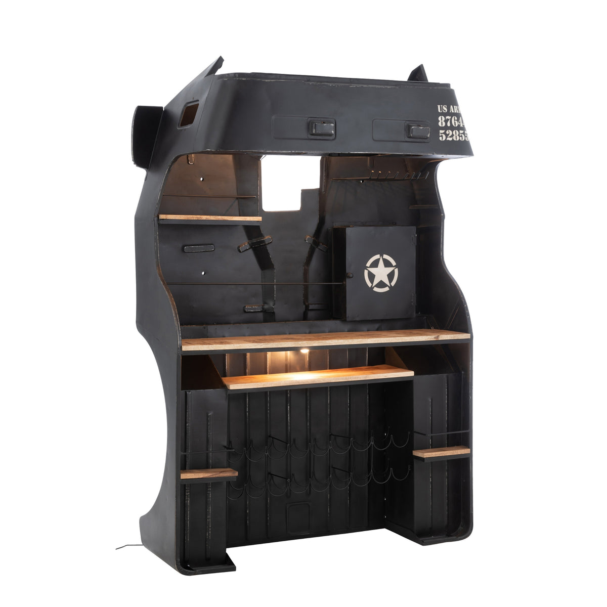 Mobile bar Camion Ferro/Legno di mango Nero J-Line