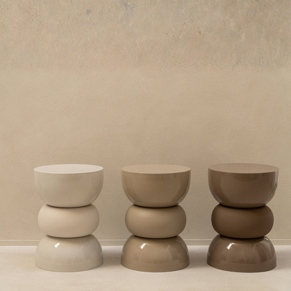 Tavolino lucido in ferro opaco beige J-Line