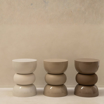 Tavolino lucido in ferro opaco beige J-Line