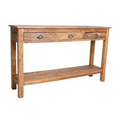Tavolino laterale Farmwood con 3 cassetti Raw Materials