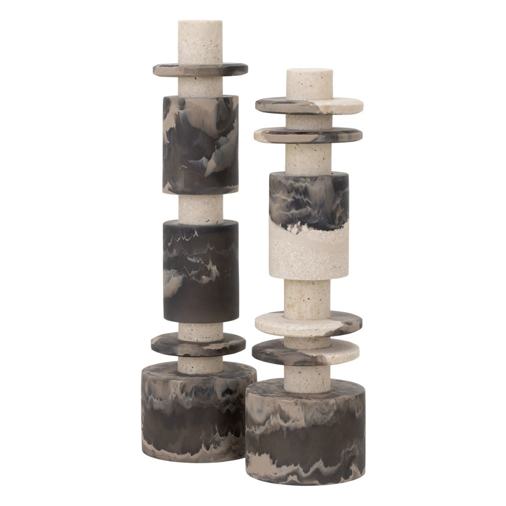 MUST Living Scultura Decorativa Alba Nero Crema Set di 2