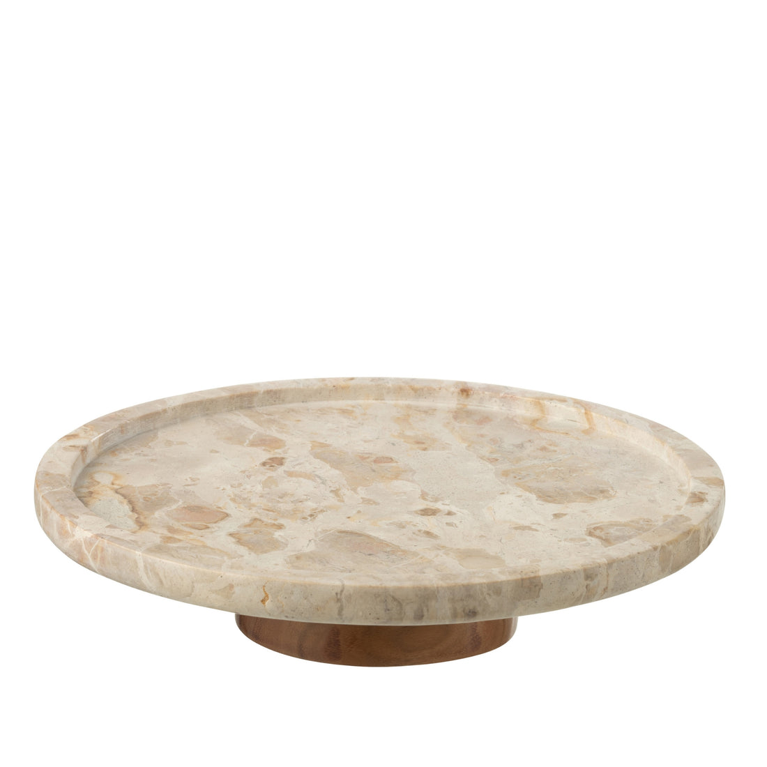 Vassoio Rotante Rotondo Marmo Beige/Naturale J-Line