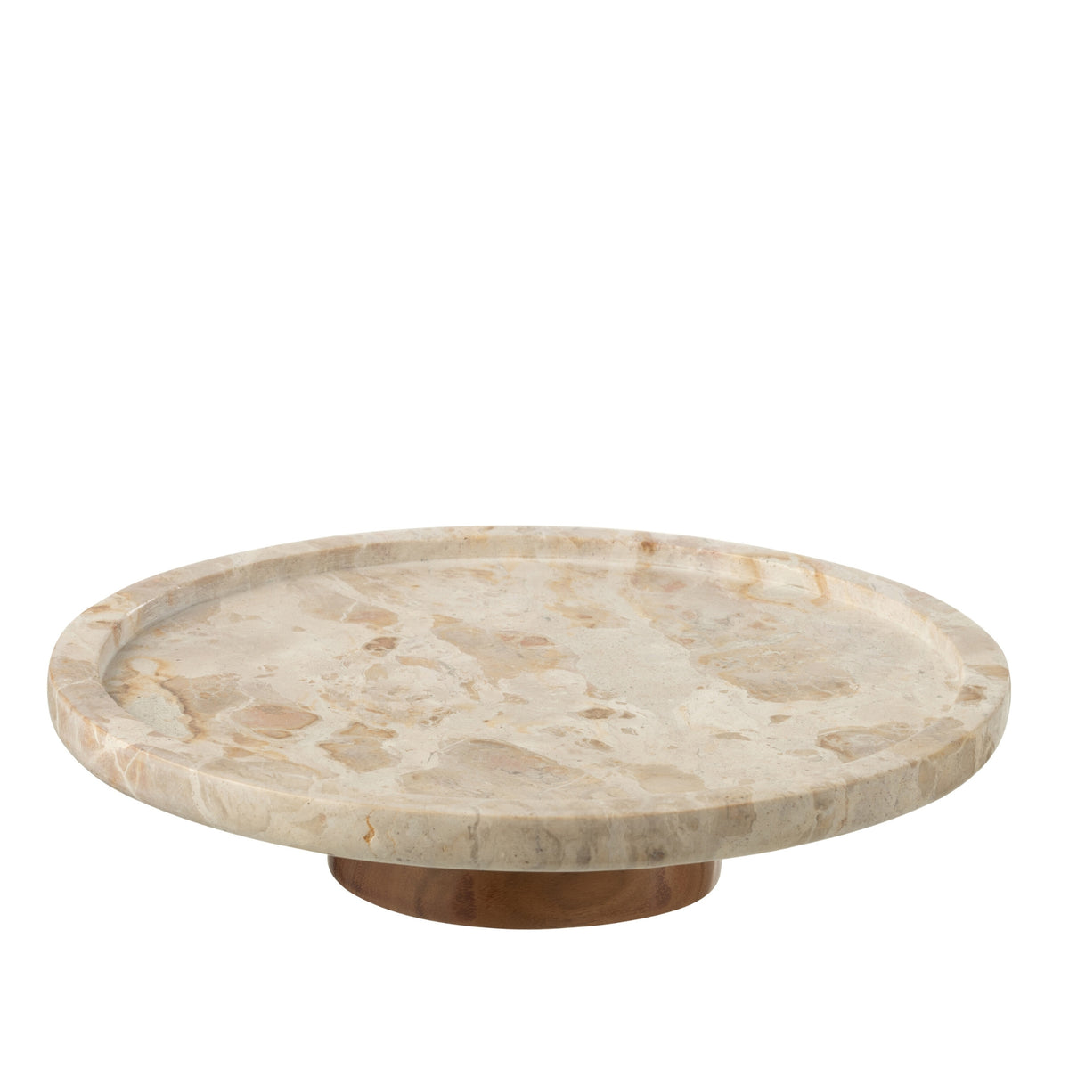 Vassoio Rotante Rotondo Marmo Beige/Naturale J-Line