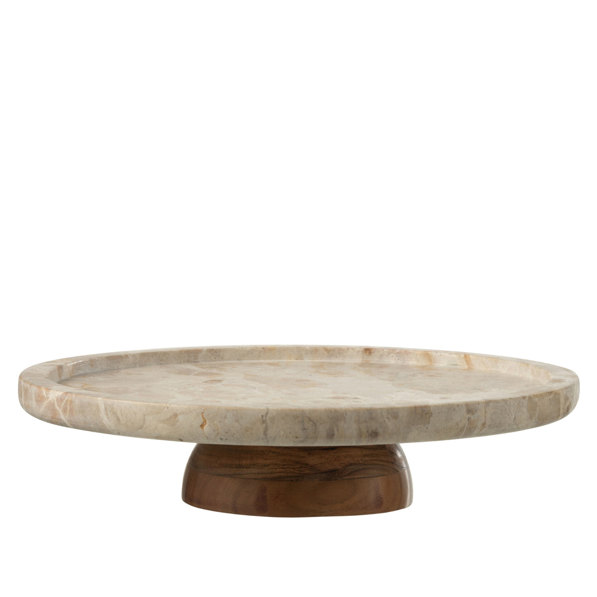Vassoio Rotante Rotondo Marmo Beige/Naturale J-Line