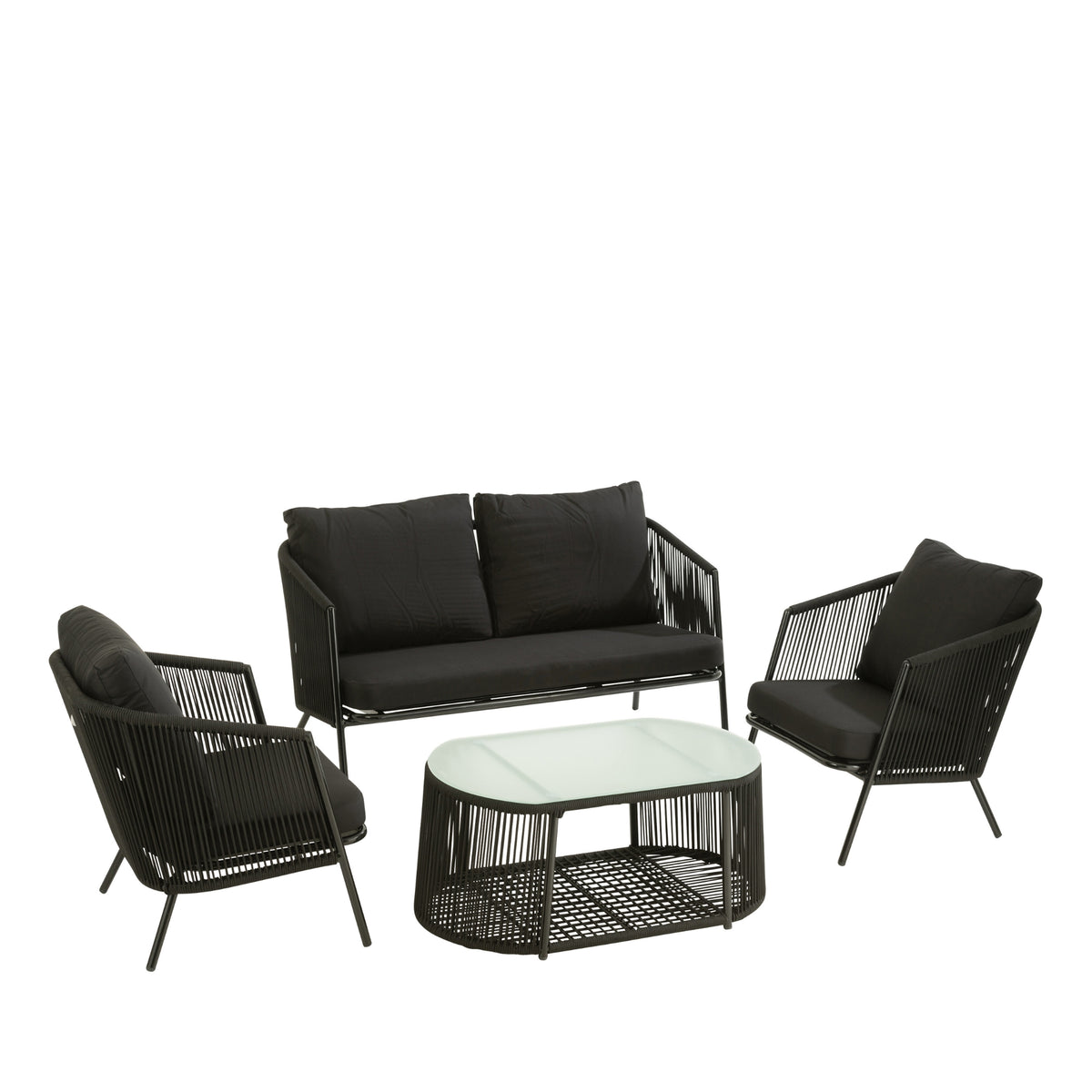 Lussuoso set lounge 4 pezzi nero Eli J-Line
