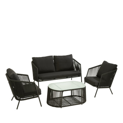 Lussuoso set lounge 4 pezzi nero Eli J-Line