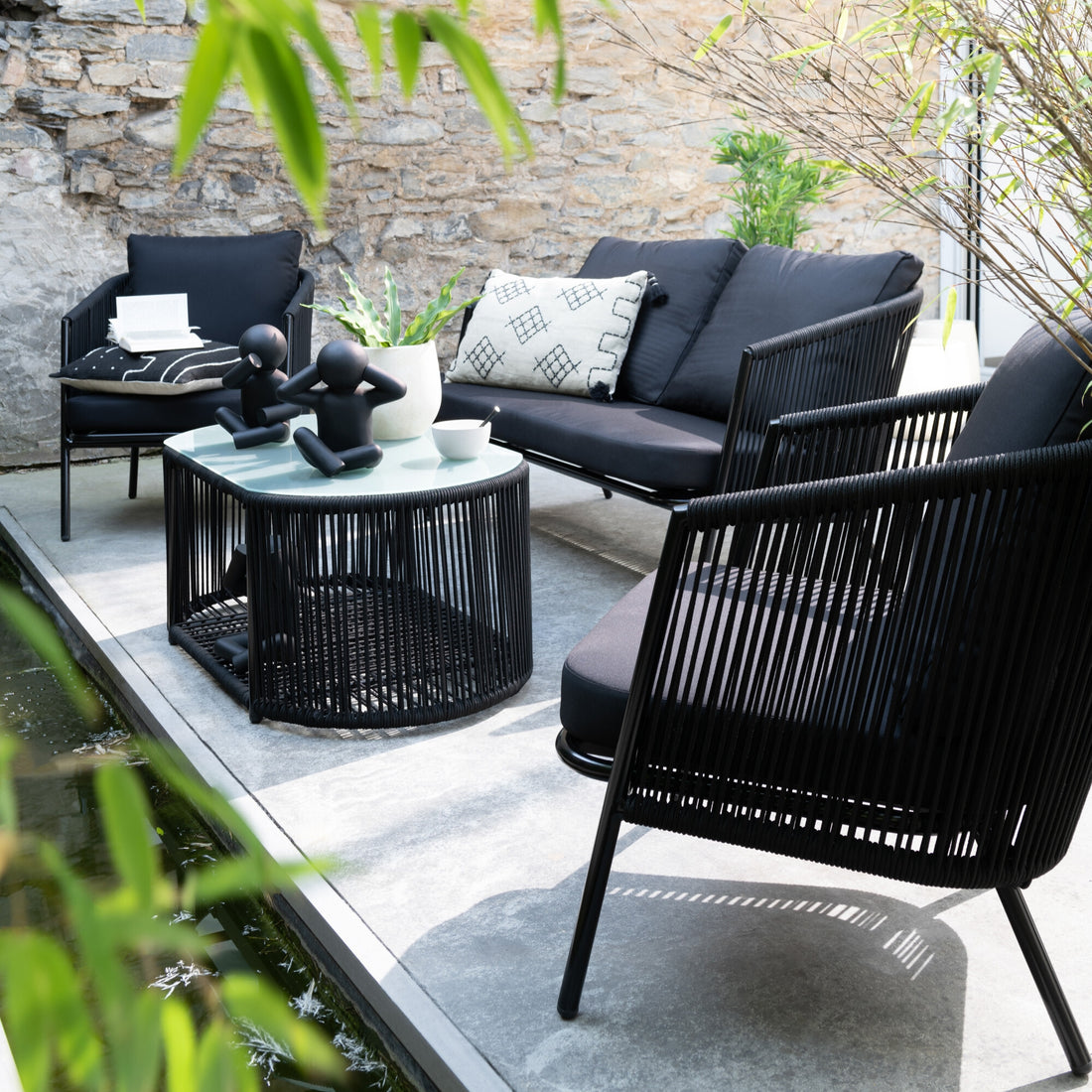 Lussuoso set lounge 4 pezzi nero Eli J-Line